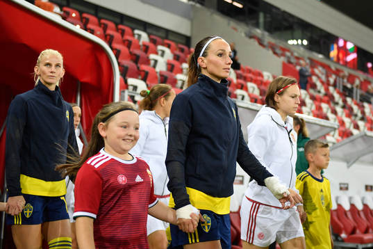 Kosovare Asllani of Sweden enters the pitch