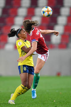 Madelen Janogy of Sweden vies against Evelin Mosdoczi of