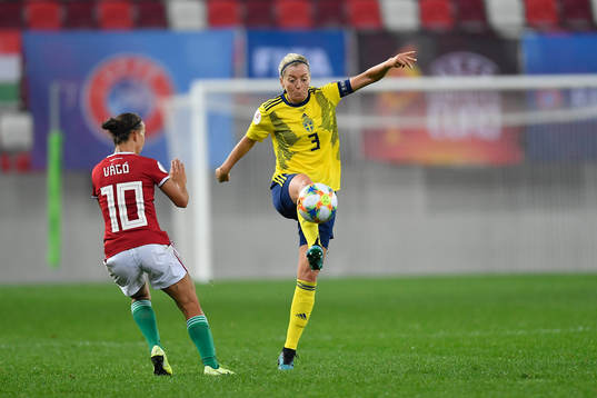 Linda Sembrant of Sweden vies against Fanni Vago of Hungary