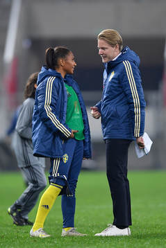 Madelen Janogy of Sweden and the swedish press officer
