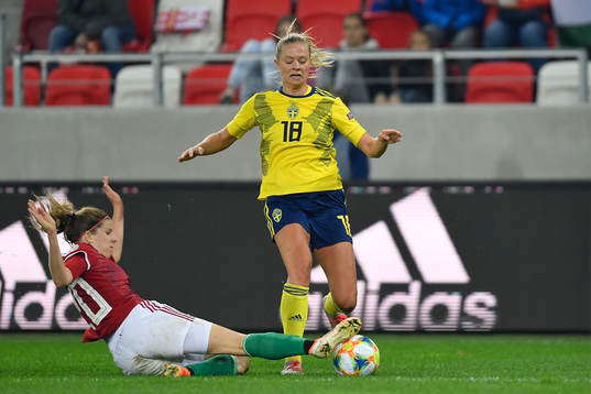 Fridolina Rolfo of Sweden vies against Lilla Turanyi of