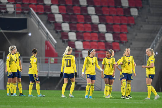 Kosovare Asllani, Madelen Janogy and Nathalie Bjorn of