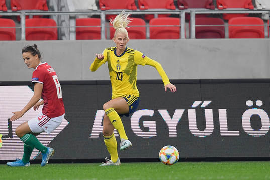 Sofia Jakobsson of Sweden vies against Viktoria Szabo of