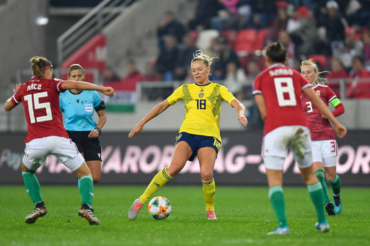 Fridolina Rolfo of Sweden vies against Henrietta Csiszar of