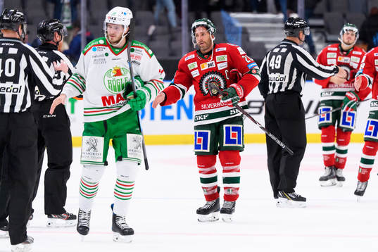 Rögles Dennis Everberg och Frölundas Joel Lundqvist
