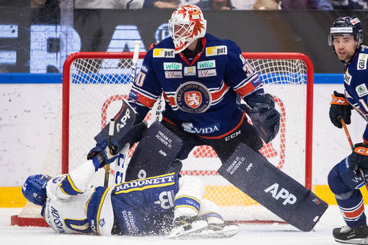 Växjös målvakt Viktor Fasth och Leksands Johan Fransson