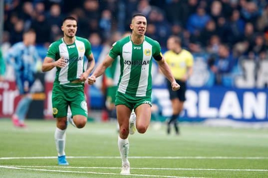 Hammarbys Vladimir Rodic och Nikola Djurdjic jublar