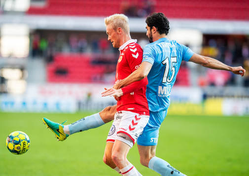 Kalmars Jesper Manns och AFC Eskilstunas Sandro Tsveiba