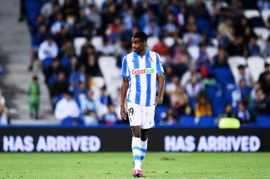 Alexander Isak of Real Sociedad reacts