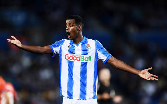 Alexander Isak of Real Sociedad reacts