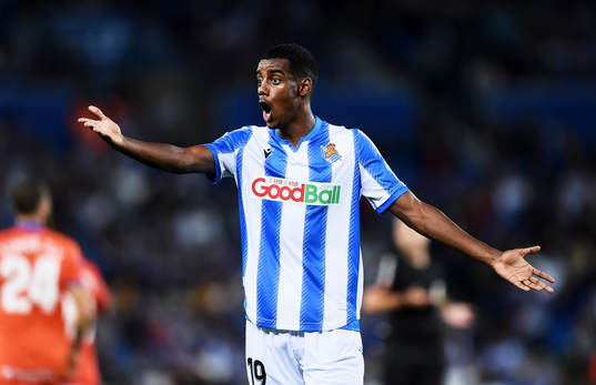 Alexander Isak of Real Sociedad reacts