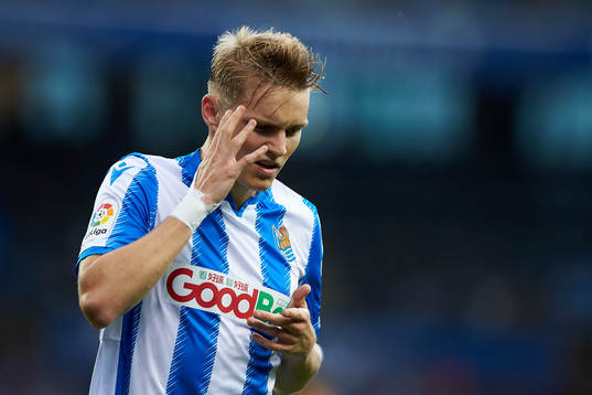 Martin Ødegaard of Real Sociedad react of Getafe CF