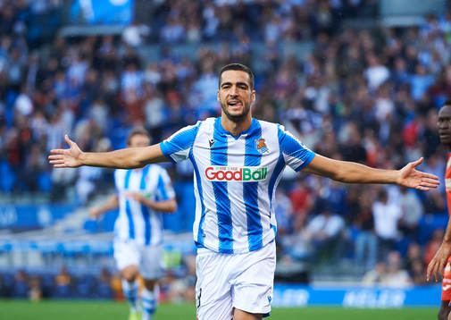 Mikel Merino of Real Sociedad celebrates