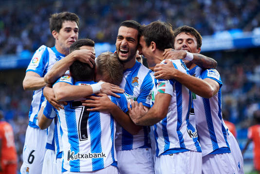 Mikel Merino of Real Sociedad celebrates