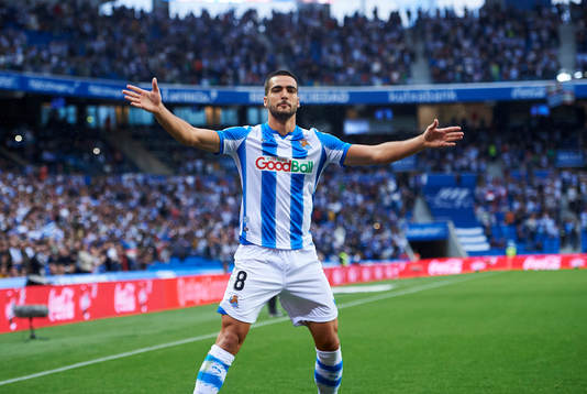 Mikel Merino of Real Sociedad celebrates