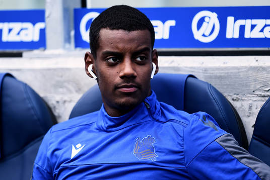 Alexander Isak of Real Sociedad looks