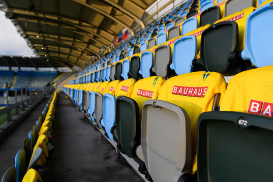 Swedish coloured jerseys in the stands ahead
