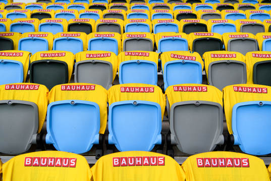 Swedish coloured jerseys in the stands ahead