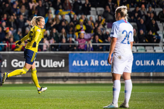 Nathalie Björn of Sweden celebrates scoring 4-0