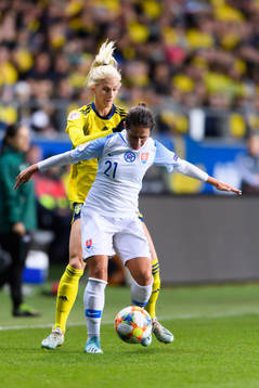 during the UEFA Women's Euro Qualifier football match