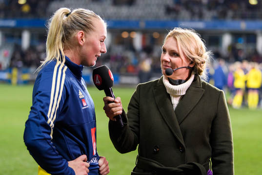 Stina Blackstenius of Sweden is interviewed by Swedish