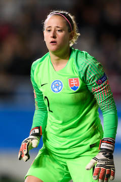 Goalkeeper Maria Korenciova of Slovakia