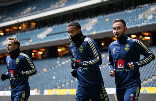 Pierre Bengtsson, Robin Quaison and Muamer Tankovic of the