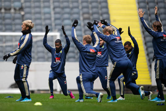 Alexander Isak, Muamer Tankovic and Robin Quaison of the