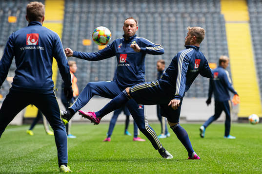 Andreas Granqvist and Riccardo Gagliolo of the Swedish