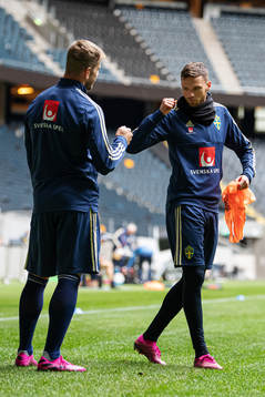 Riccardo Gagliolo and Marcus Berg of the Swedish national