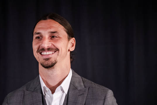 Zlatan Ibrahimovic at a press conference at the revealing