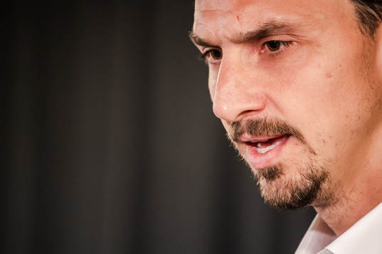 Zlatan Ibrahimovic at a press conference at the revealing