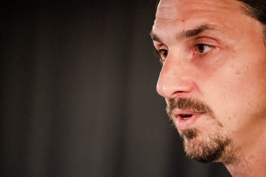 Zlatan Ibrahimovic at a press conference at the revealing
