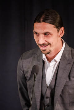 Zlatan Ibrahimovic at a press conference at the revealing