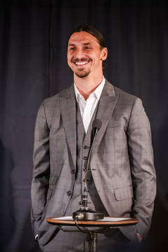 Zlatan Ibrahimovic at a press conference at the revealing