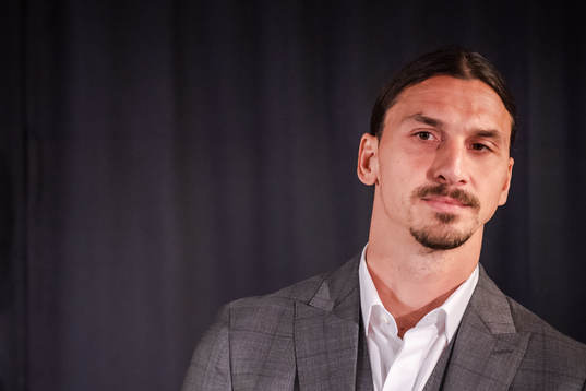 Zlatan Ibrahimovic at a press conference at the revealing