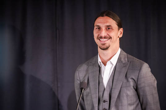 Zlatan Ibrahimovic at a press conference at the revealing