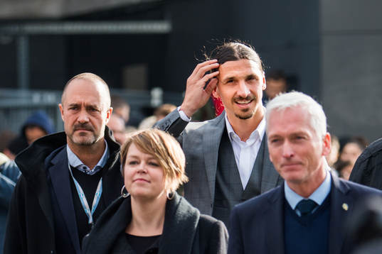 Zlatan Ibrahimovic heading to the revealing ceremony of his