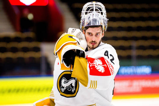 Goalkeeper Patrik Rybar of Kärpät looks dejected