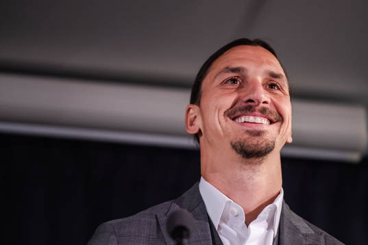 Zlatan Ibrahimovic at a press conference at the revealing