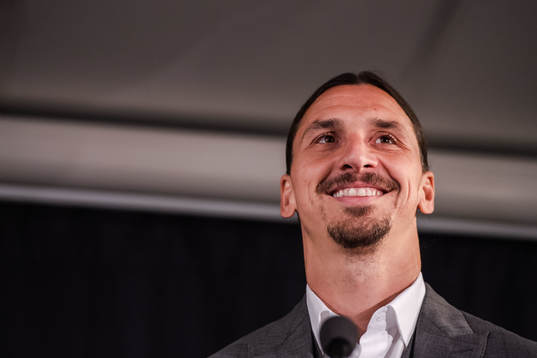 Zlatan Ibrahimovic at a press conference at the revealing