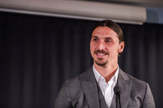 Zlatan Ibrahimovic at a press conference at the revealing