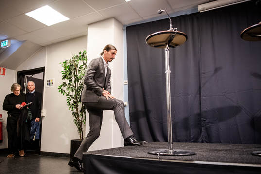 Zlatan Ibrahimovic at a press conference at the revealing