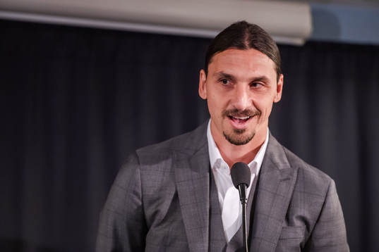 Zlatan Ibrahimovic at a press conference at the revealing
