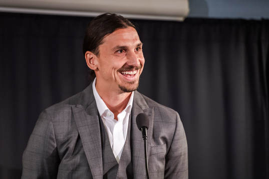 Zlatan Ibrahimovic at a press conference at the revealing
