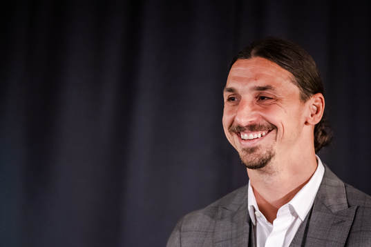 Zlatan Ibrahimovic at a press conference at the revealing