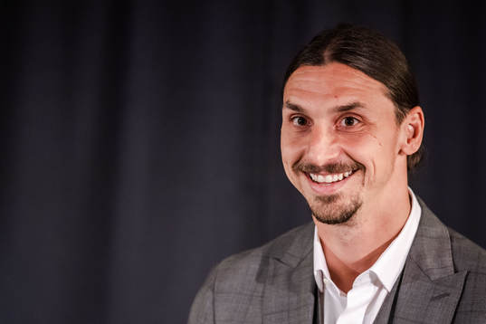 Zlatan Ibrahimovic at a press conference at the revealing