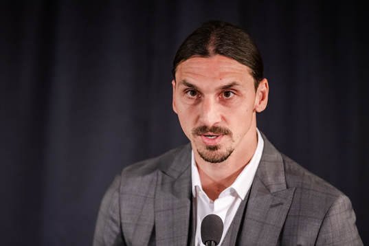 Zlatan Ibrahimovic at a press conference at the revealing