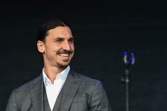 Zlatan Ibrahimovic at the revealing ceremony of his statue