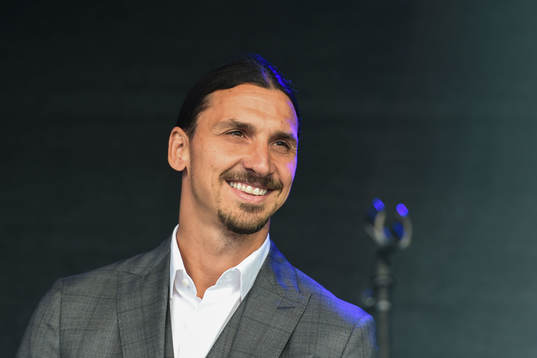 Zlatan Ibrahimovic at the revealing ceremony of his statue